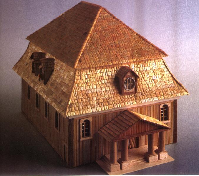 Wooden model of the Kornik synagogue made by Moshe Verbin