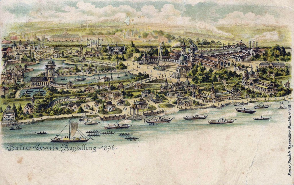 Industrial exhibition park in Treptow, Germany view from an antique postcard